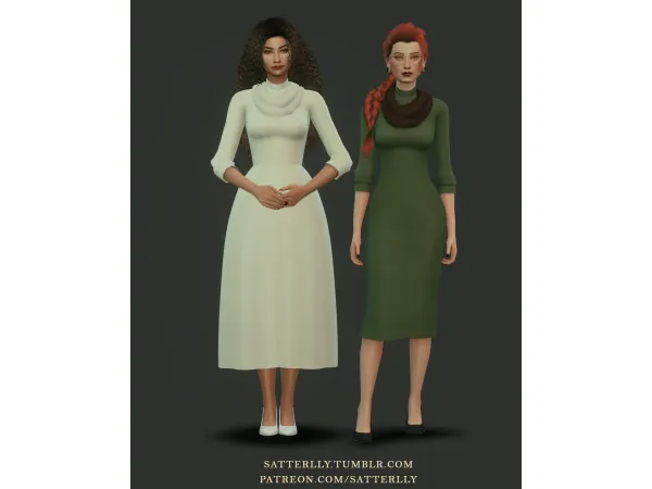 Maxis Match Set of dresses with a scarf Noa by satterlly - The Sims 4 Custom Content