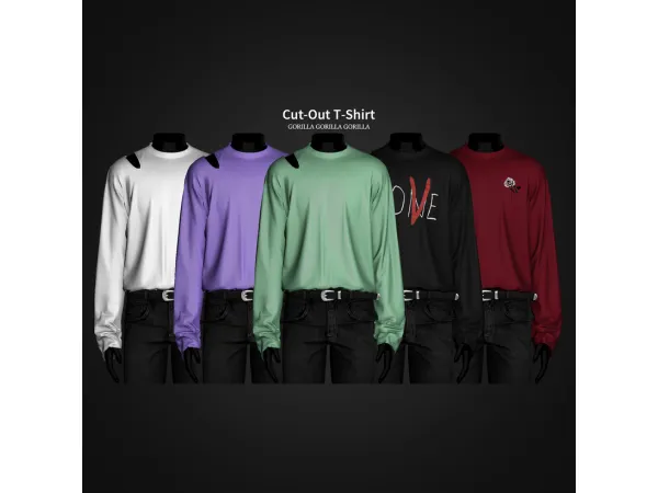 Alpha Cut Out T Shirt by Gorilla Gorilla Gorilla - The Sims 4 Custom Content