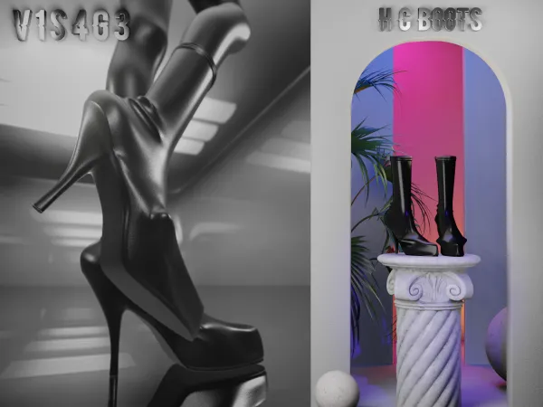 Alpha V1S4G3 Hard Couture Boots - The Sims 4 Custom Content