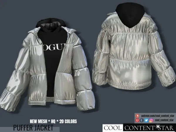 Alpha Hoodie with Puffer Jacket cool_content_star - The Sims 4 Custom Content