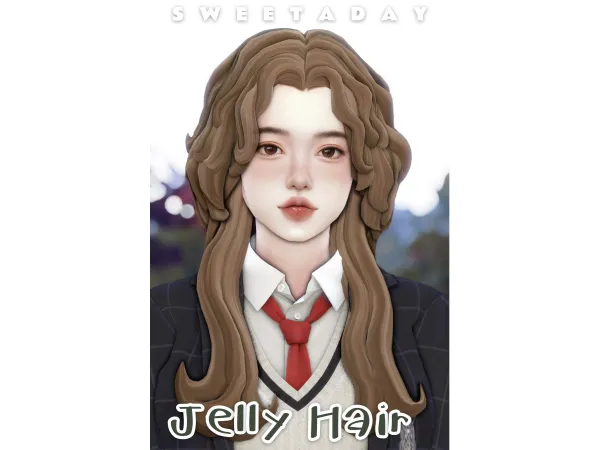 Maxis Match Jelly Hair Early Access March 31st 2023 by sweetaday - The Sims 4 Custom Content