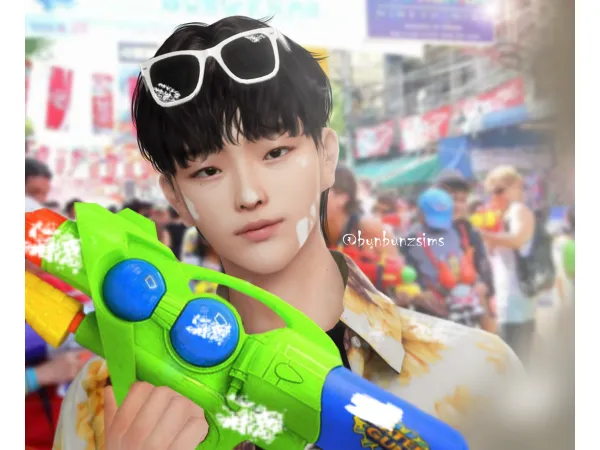 Mix [Special gift] SongKran Facetattoo by BunbunzSims - The Sims 4 Custom Content