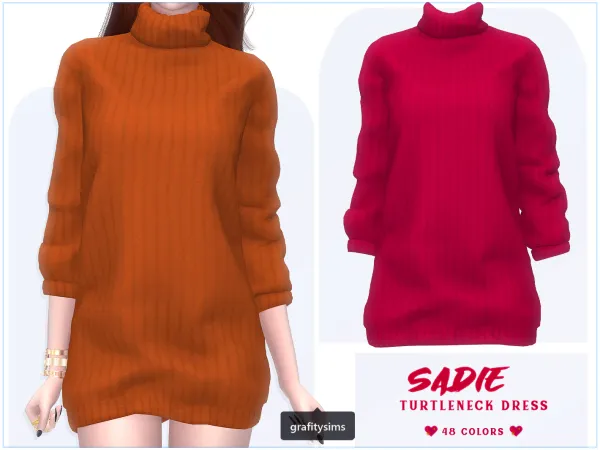 Alpha Sadie Turtleneck Knit Dress - The Sims 4 Custom Content