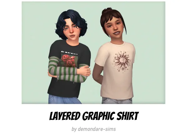 Maxis Match Layered Graphic Shirt for Children - The Sims 4 Custom Content