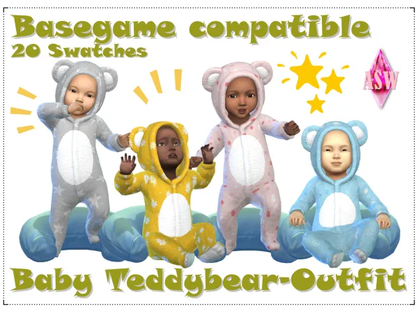 Maxis Match Baby Teddybear Outfit by Annett's Sims 4 Welt ASW - The Sims 4 Custom Content