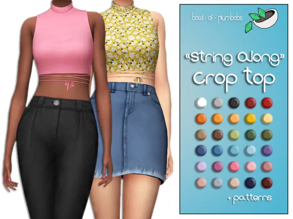 Maxis Match String Along Crop top - The Sims 4 Custom Content