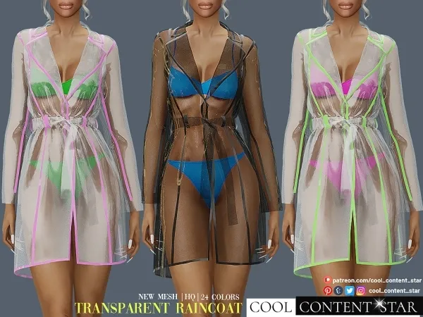 Alpha Transparent Vinyl Raincoat cool_content_star by cool_content_star - The Sims 4 Custom Content