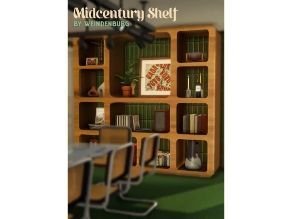 Maxis Match 70's inspired modern midcentury shelf by weindenburg - The Sims 4 Custom Content