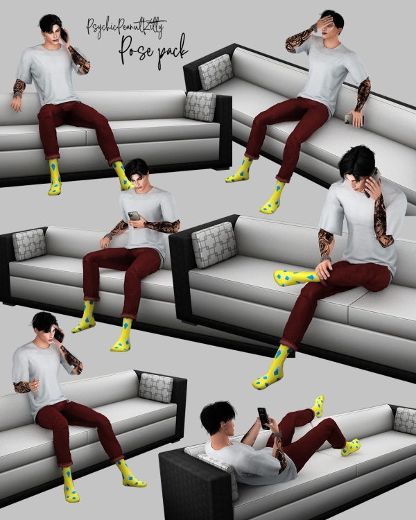 Mix POSES PHONE 2 by psychicpeanutkitty - The Sims 4 Custom Content