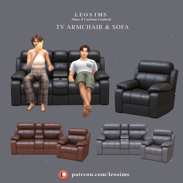 Alpha Tv Sofa Armchair by leosims4cc - The Sims 4 Custom Content