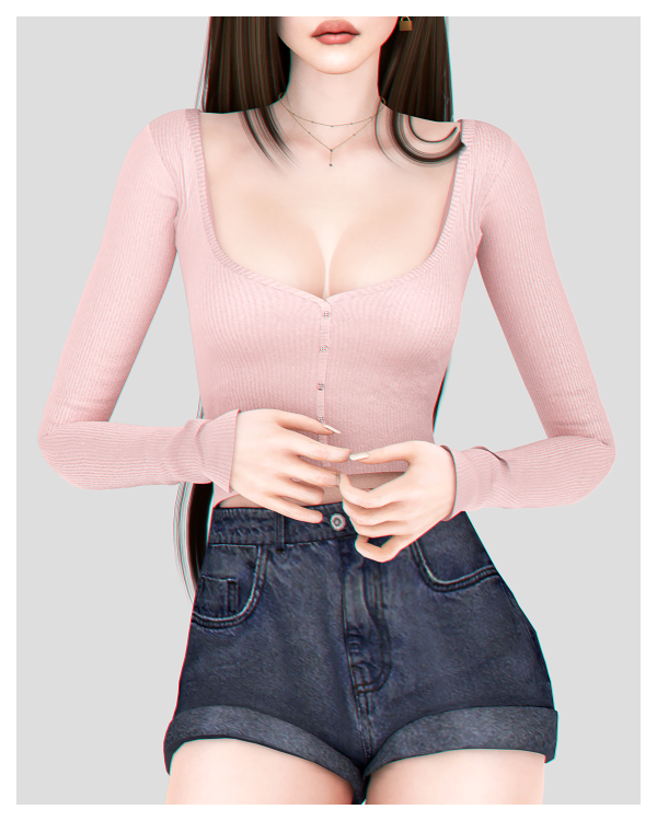 Alpha Open Front Button Cardigan by BackTrack - The Sims 4 Custom Content