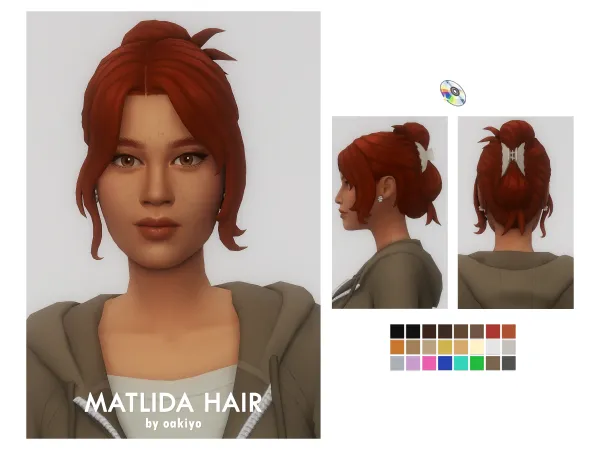 Maxis Match Matilda Hair by oakiyo - The Sims 4 Custom Content