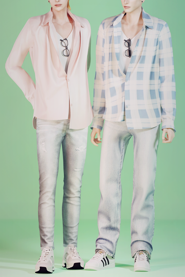 Alpha [KK] Collar shirt 10 AB by simsfinds - The Sims 4 Custom Content