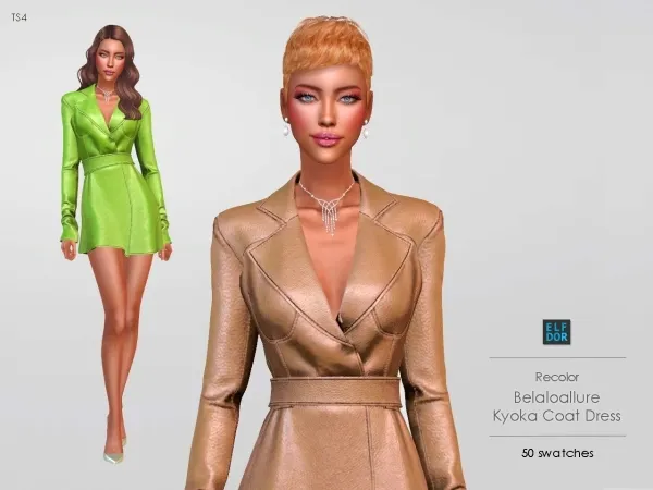 Alpha Belaloallure Kyoka Coat Dress RC - The Sims 4 Custom Content