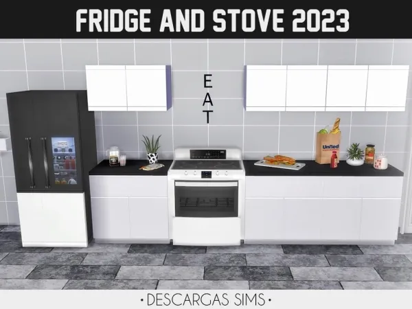 Alpha Fridge And Stove 2023 - The Sims 4 Custom Content