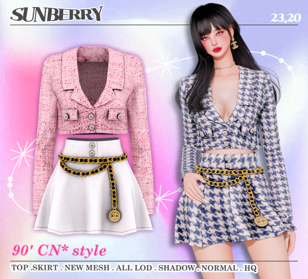 Alpha [SUNBERRY]90' CN style set by simsfinds - The Sims 4 Custom Content