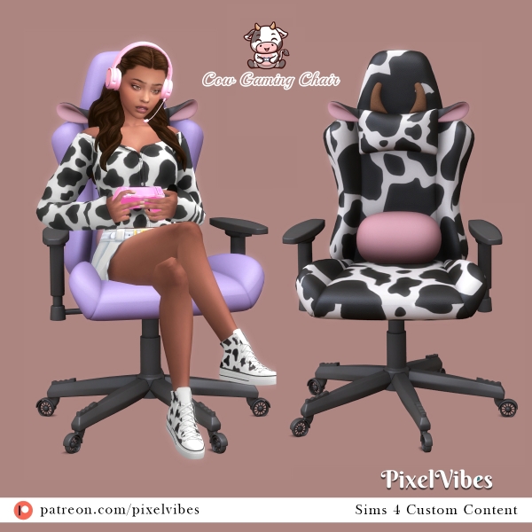 Alpha Cow Gaming Chair by pixelvibes - The Sims 4 Custom Content
