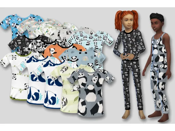 Maxis Match Child Panda Pajama Set by rivalmoon - The Sims 4 Custom Content
