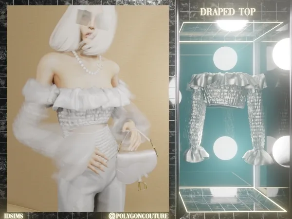 Alpha draped top by polygoncouture - The Sims 4 Custom Content