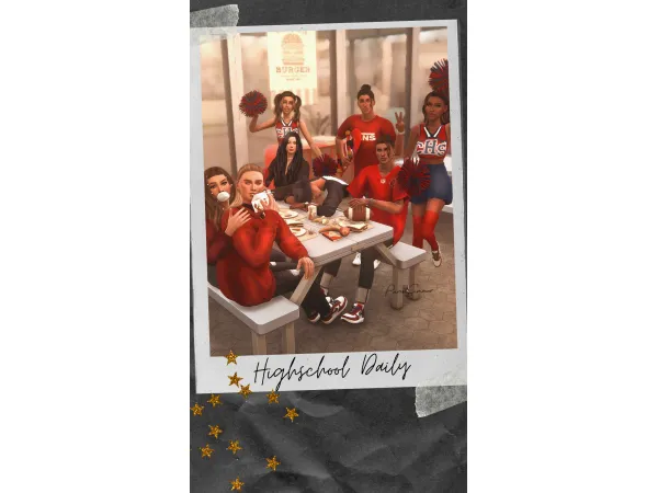 Mix Highschool Daily one group pose for 9 sims - The Sims 4 Custom Content