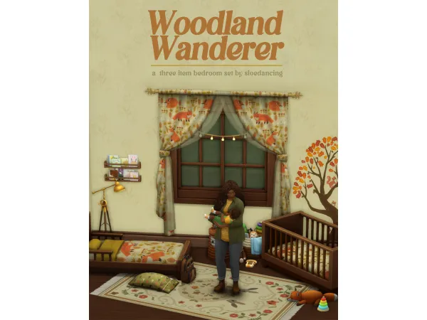 a bgc three piece bedroom set featuring cute woodland patterns