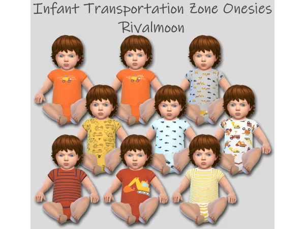 Maxis Match Infant Transportation Zone Onesies by rivalmoon - The Sims 4 Custom Content