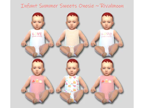 Maxis Match Infant Summer Sweets Onesies by rivalmoon - The Sims 4 Custom Content