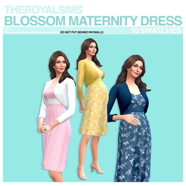 Maxis Match THEROYALSIMS BLOSSOM MATERNITY DRESS by simsfinds - The Sims 4 Custom Content