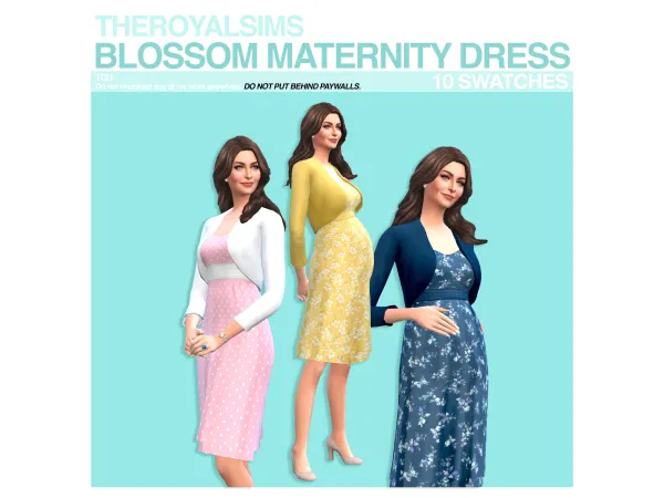 Maxis Match THEROYALSIMS BLOSSOM MATERNITY DRESS by The Royal Sims - The Sims 4 Custom Content