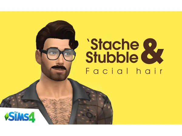 Maxis Match Mustache with stubble beard by RHUPSI - The Sims 4 Custom Content
