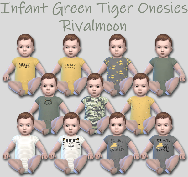 Maxis Match Infant Green Tiger Onesies by simsfinds - The Sims 4 Custom Content