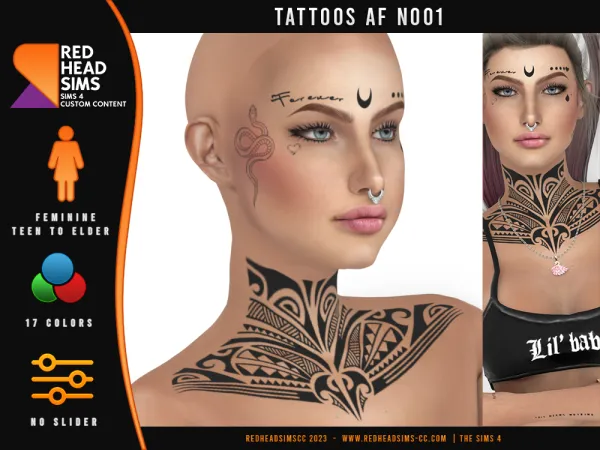Mix AF TATTOOS N001 by redheadsims - The Sims 4 Custom Content