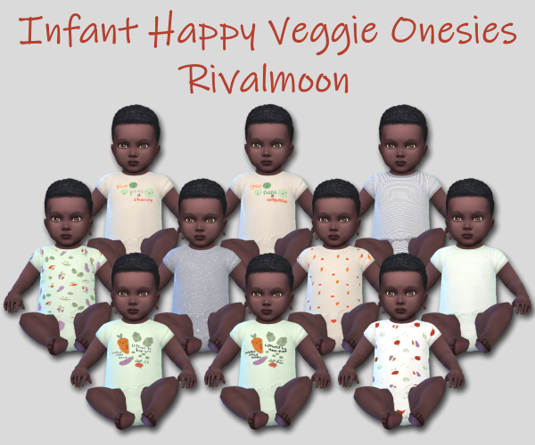 Maxis Match Infant Happy Veggie Onesies by simsfinds - The Sims 4 Custom Content