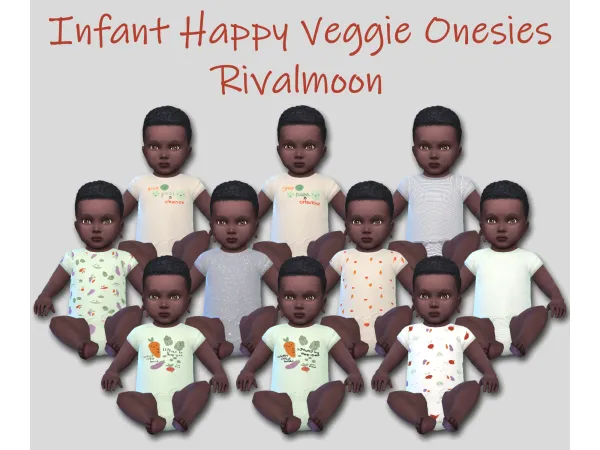 Maxis Match Infant Happy Veggie Onesies by rivalmoon - The Sims 4 Custom Content