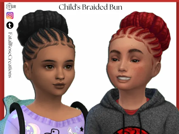 Maxis Match Child's Braided Bun - The Sims 4 Custom Content