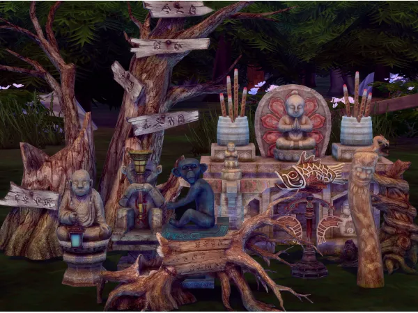 Alpha Decorative design Zen garden by Jennifer Jennisims - The Sims 4 Custom Content
