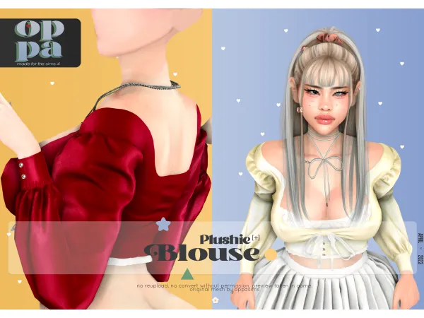 Alpha OPPASIMS Plushie Blouse Public 0501 by oppasims - The Sims 4 Custom Content