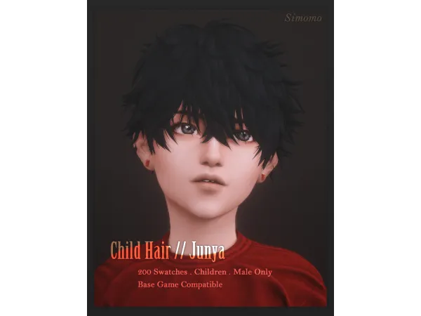 Maxis Match Junya Hair [Child Conversion] by Simomo - The Sims 4 Custom Content