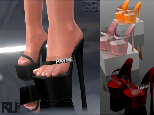 Alpha PAY ME HEELS by ruchellsims - The Sims 4 Custom Content