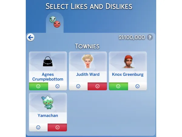 Maxis Match Famous Townies Preference Category by Scipio Garling - The Sims 4 Custom Content