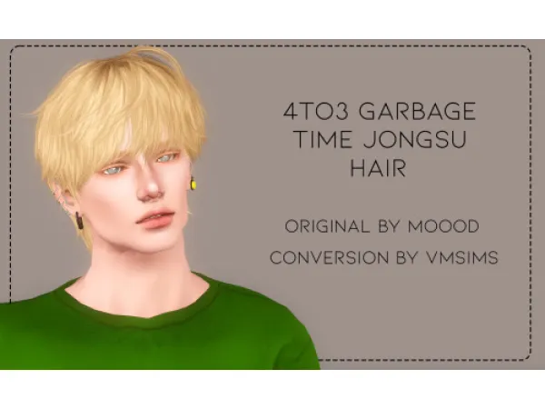 4to3 Garbage Time Jongsu Hair by VMSims - The Sims 3 Custom Content