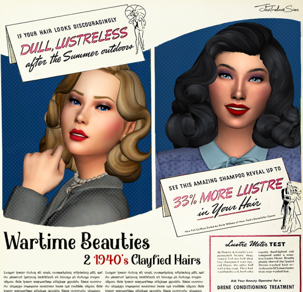 Maxis Match Wartime Beauties 1940's Clayfied Hairs by simsfinds - The Sims 4 Custom Content