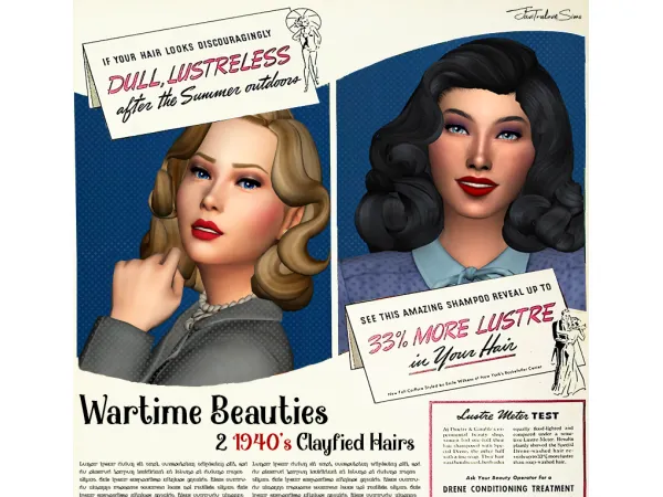 Maxis Match Wartime Beauties 1940's Clayfied Hairs by Javi Trulove - The Sims 4 Custom Content