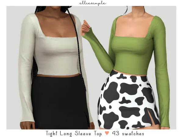 Alpha elliesimple tight long sleeve top (early access) - The Sims 4 Custom Content