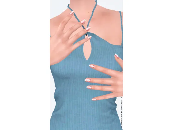 GiuliettaSims Rounded Square French Medium Nails 4t3 - The Sims 3 Custom Content