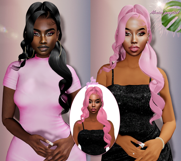 Alpha Monica Ponytail by simsfinds - The Sims 4 Custom Content