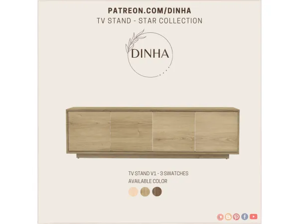 Alpha TV Stand Sideboard Star Collection (3 Models) V1 FREE - The Sims 4 Custom Content