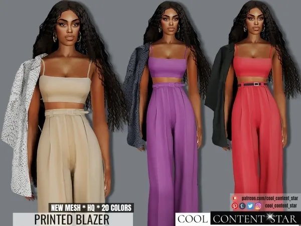 Alpha Printed Blazer (ACCESORY CATEGORY) cool_content_star - The Sims 4 Custom Content