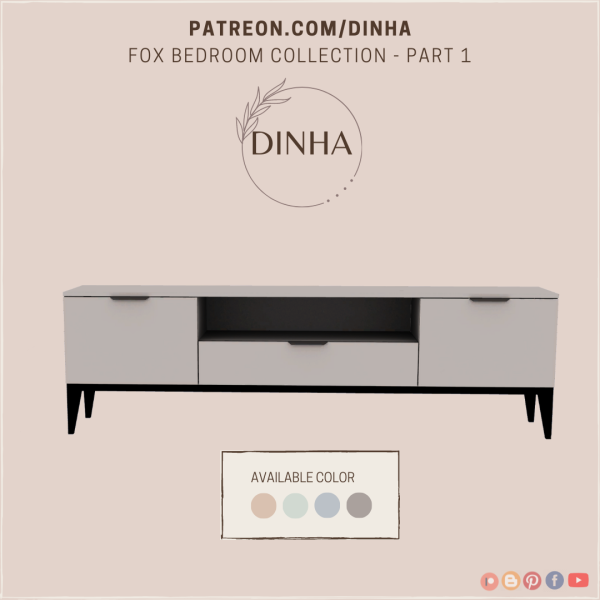 Alpha Fox Bedroom Collection Part 1 (TV Stand) by dinhagamer - The Sims 4 Custom Content