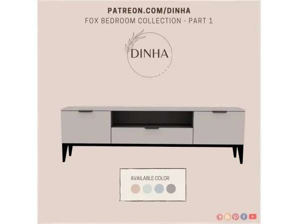 Alpha Fox Bedroom Collection Part 1 (TV Stand) - The Sims 4 Custom Content